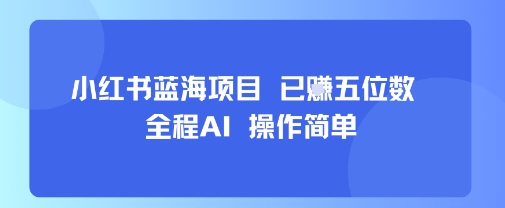 小红书蓝海项目，全程AI，操作简单，已挣五位数-谷进海小站