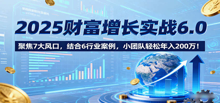 2025财富增长实战6.0，聚焦7大风口，结合6行业案例，小团队轻松年入200万！-谷进海小站