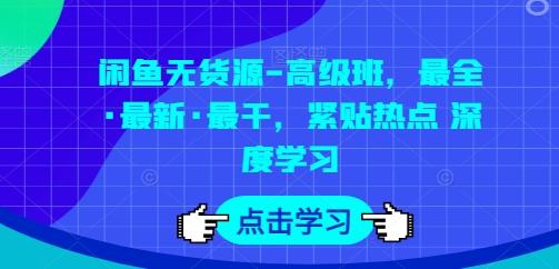 闲鱼无货源-高级班，最全·最新·最干，紧贴热点 深度学习-谷进海小站