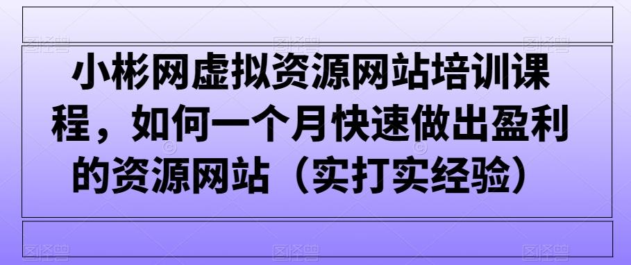 小彬网虚拟资源网站培训课程，如何一个月快速做出盈利的资源网站(实打实经验)-谷进海小站