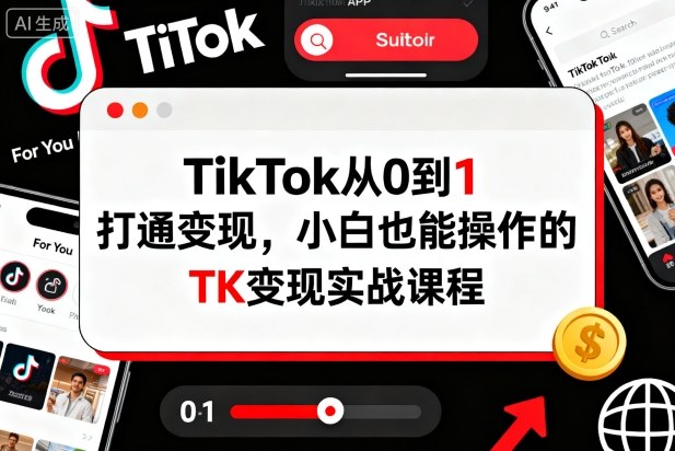 TikTok从0到1打通变现，小白也能操作的TK变现实战课程-谷进海小站