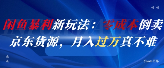 闲鱼暴利新玩法：零成本倒卖京东货源，月入过1W真不难-谷进海小站
