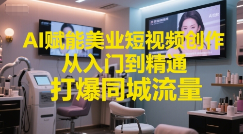 AI赋能美业短视频创作，从入门到精通，打爆同城流量，超级AI工具短视频实操落地-谷进海小站