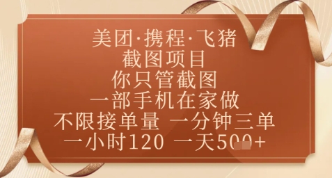 飞猪美团截图项目，你只管截图，一部手机在家做，正规平台无套路，一天5张+【揭秘】-谷进海小站