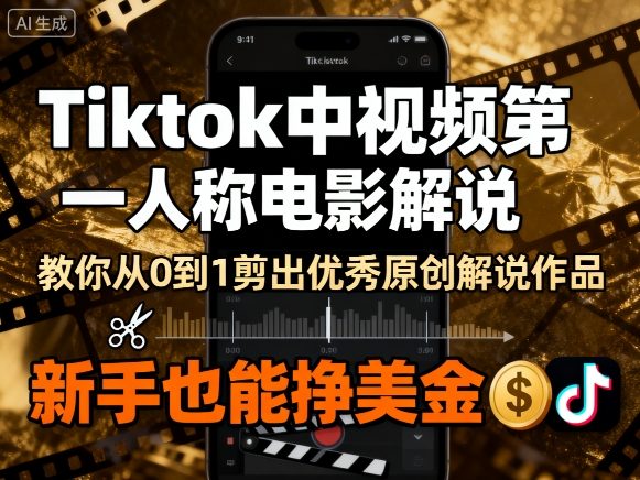 Tiktok中视频第一人称电影解说，教你从0到1剪出一个优秀的原创解说作品，新手也能挣美金-谷进海小站