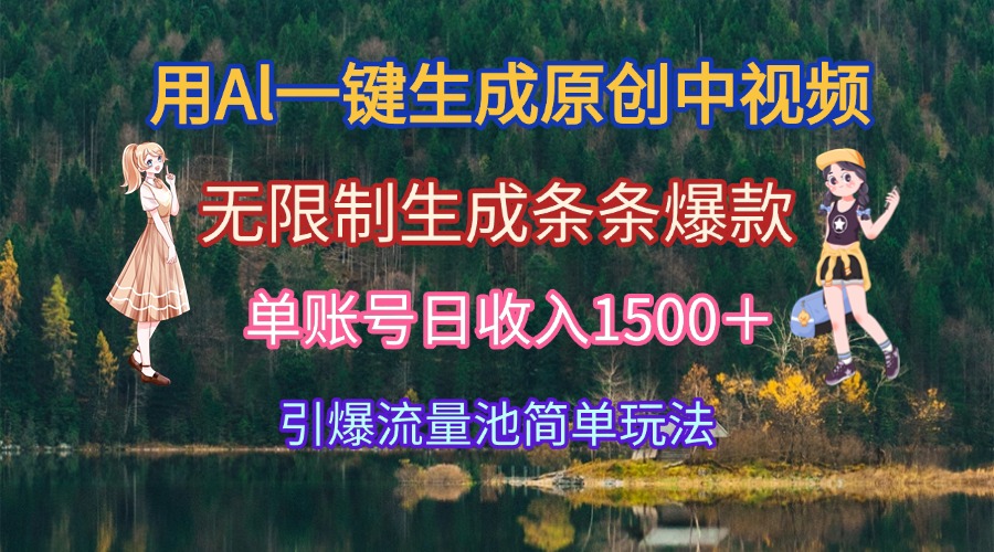 用Al一键生成原创中视频，无限制生成条条爆款，单账号日收入1500＋引爆…-谷进海小站