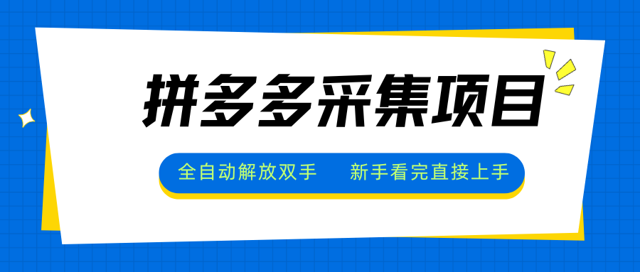 拼多多采集项目，全自动解放双手，单号日入30+-谷进海小站