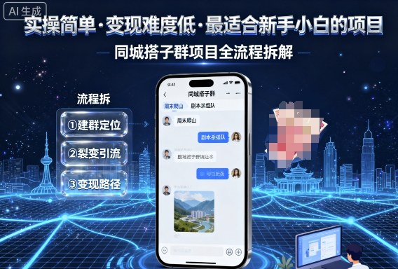 实操简单，变现难度低，最适合新手小白做的项目，每天轻松收入3张，同城搭子群项目全流程拆解-谷进海小站