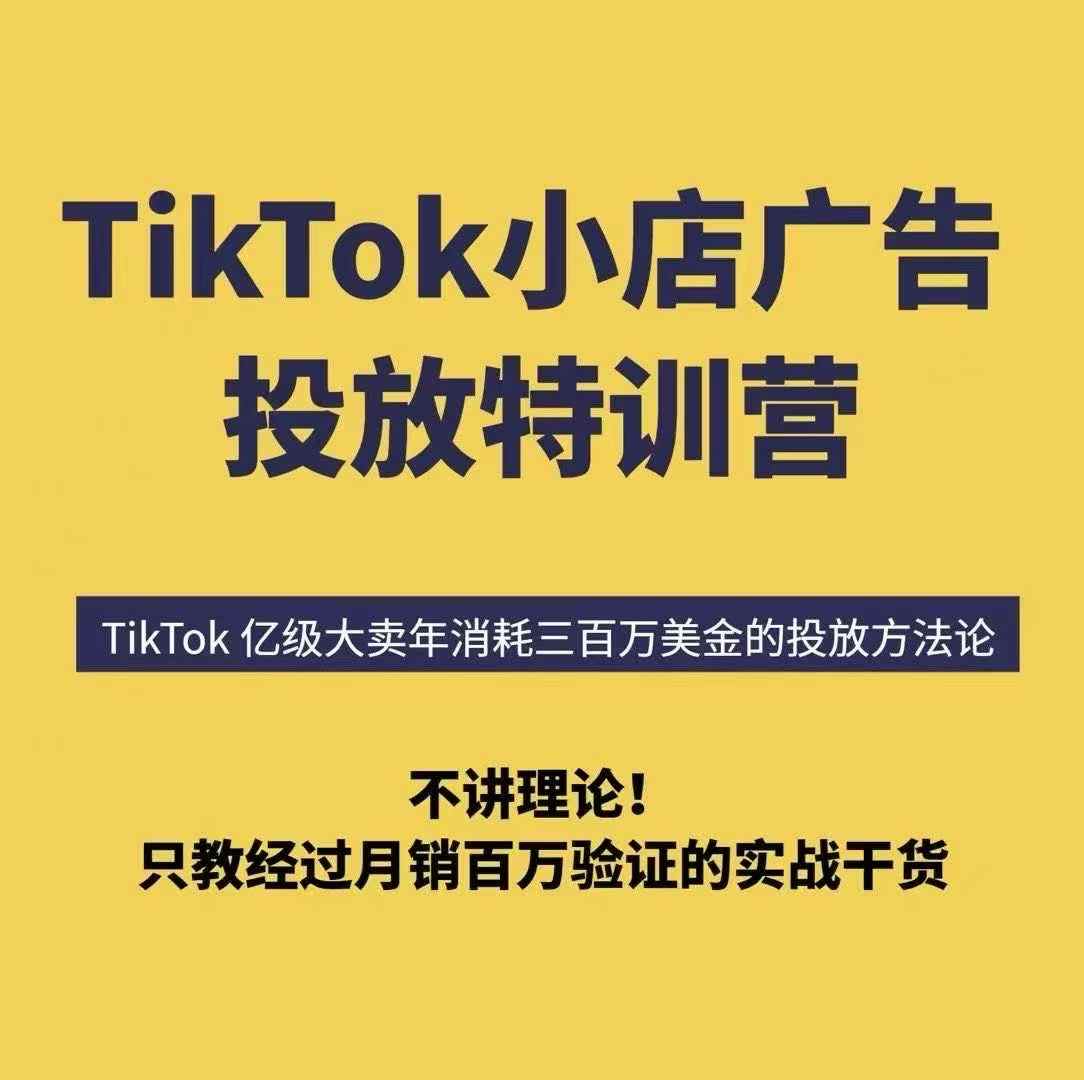 TikTok小店广告投放特训营，6天破局计划专治各种“投不动”，教你经过月销百万验证的实战干货-谷进海小站
