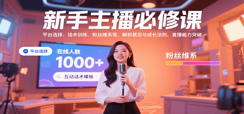 新手主播必修课：平台选择、话术训练、粉丝维系等，解析禁忌与成长法则，突破直播能力-谷进海小站
