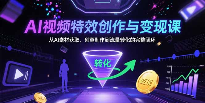 AI视频特效创作与变现课：从AI素材获取、创意制作到流量转化的完整闭环-谷进海小站