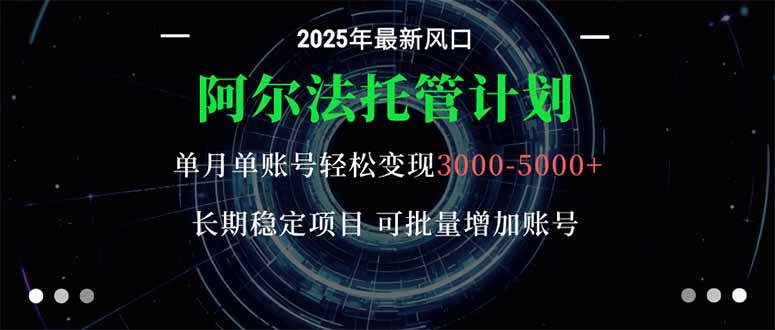 阿尔法托管计划 单账号月入3000-5000，长期稳定项目，新手小白轻松上手。-谷进海小站