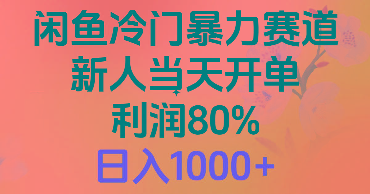 2024闲鱼冷门暴力赛道，新人当天开单，利润80%，日入1000+-谷进海小站