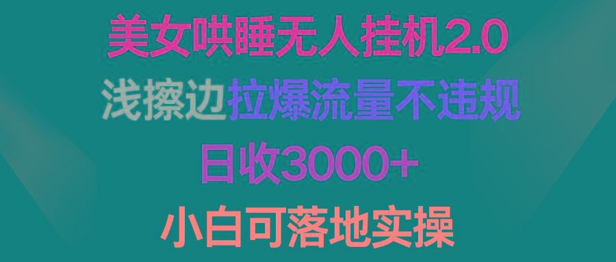(9905期)美女哄睡无人挂机2.0，浅擦边拉爆流量不违规，日收3000+，小白可落地实操-谷进海小站