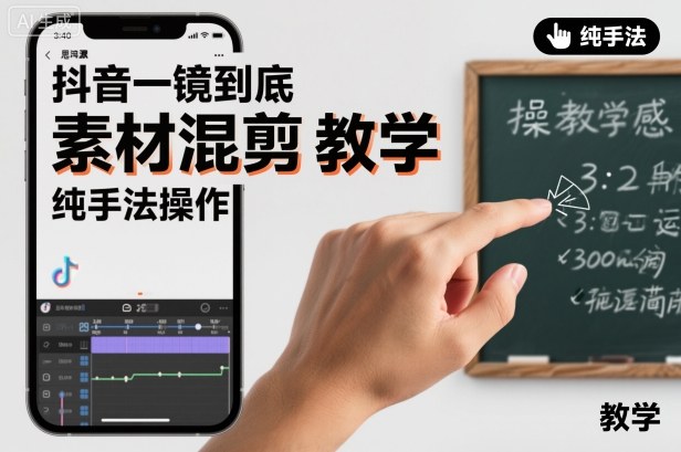 抖音一镜到底素材混剪教学，纯手法操作-谷进海小站