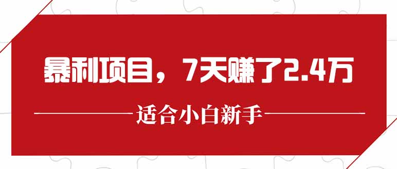 最新暴利项目，每单收益轻松在300以上，7天赚了2.4万-谷进海小站
