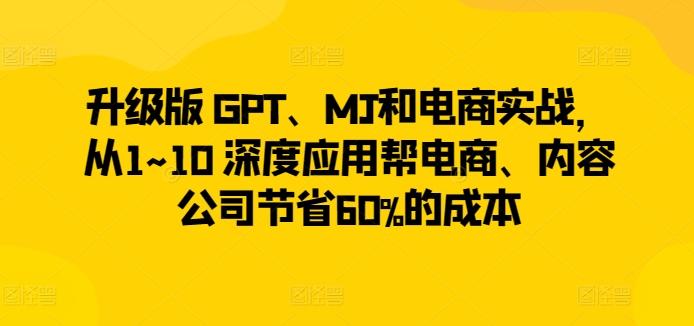 升级版 GPT、MJ和电商实战，从1~10 深度应用帮电商、内容公司节省60%的成本-谷进海小站