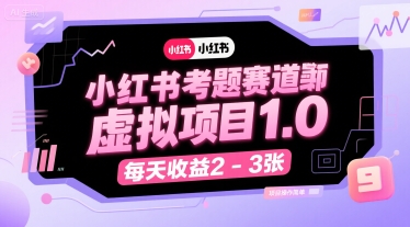 小红书考题赛道虚拟项目1.0，项目操作简单，每天收益2-3张-谷进海小站