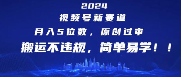 2024视频号新赛道，月入5位数+，原创过审，搬运不违规，简单易学【揭秘】-谷进海小站