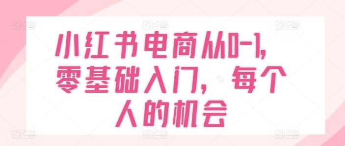 小红书电商从0-1，零基础入门，每个人的机会-谷进海小站