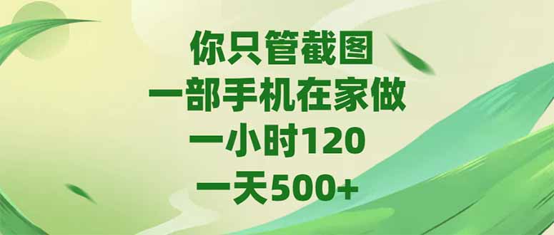 你只管截图，一部手机在家做，一小时120，-天500+-谷进海小站