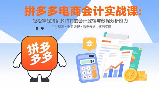 拼多多电商会计实战课：轻松掌握拼多多特有的会计逻辑与数据分析能力-谷进海小站