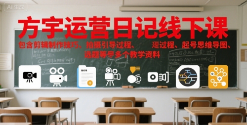 方宇运营日记线下课，包含剪辑制作技巧、拍摄引导过程、起号思维导图、选题等多个教学资料-谷进海小站