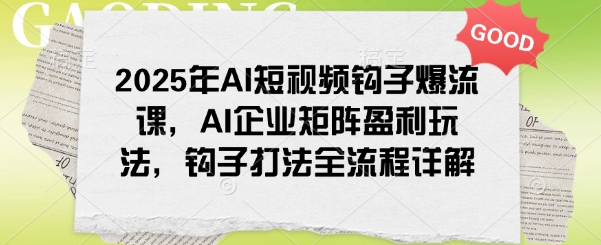 2025年AI短视频钩子爆流课，AI企业矩阵盈利玩法，钩子打法全流程详解-谷进海小站