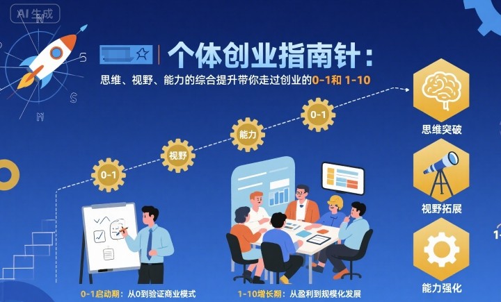 个体创业指南针，思维、视野、能力的综合提升带你走过创业的0-1和1-10【音频】-谷进海小站