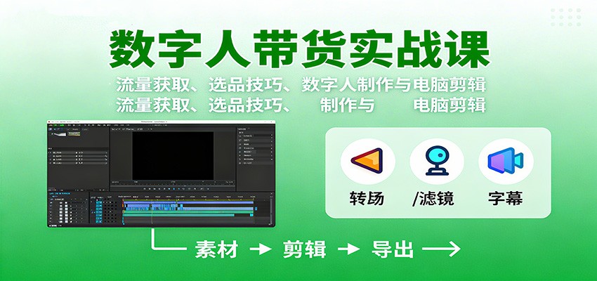 数字人变现实战课：流量获取、选品技巧、数字人制作与电脑剪辑-谷进海小站