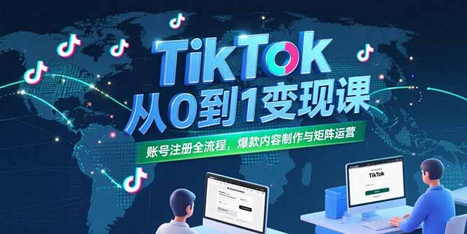 TikTok从0到1变现课，账号注册全流程，爆款内容制作与矩阵运营-谷进海小站