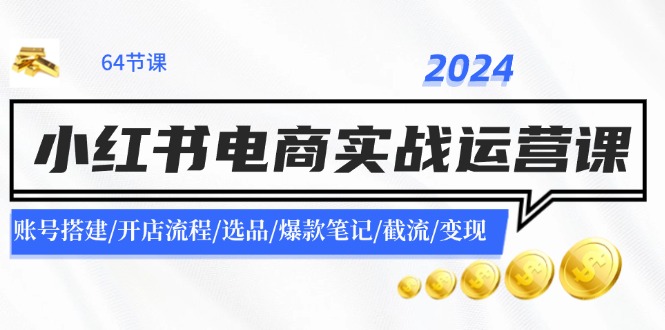 2024小红书电商实战运营课：账号搭建/开店流程/选品/爆款笔记/截流/变现-谷进海小站