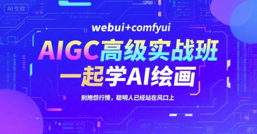 AIGC高级实战班，webui+comfyui，一起学AI绘画，别抱怨行情，聪明人已经站在风口上-谷进海小站