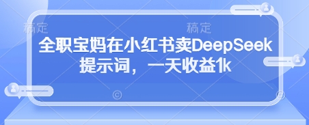 全职宝妈在小红书卖DeepSeek提示词，一天收益1k-谷进海小站