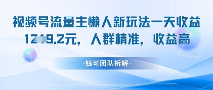 视频号流量主懒人新玩法，一天收益1k，人群精准收益高-谷进海小站