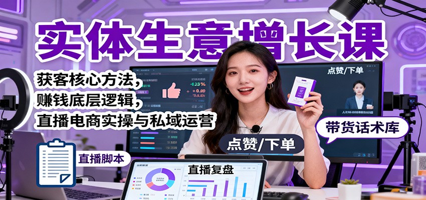 实体生意增长课：获客核心方法，赚钱底层逻辑，直播电商实操与私域运营-谷进海小站