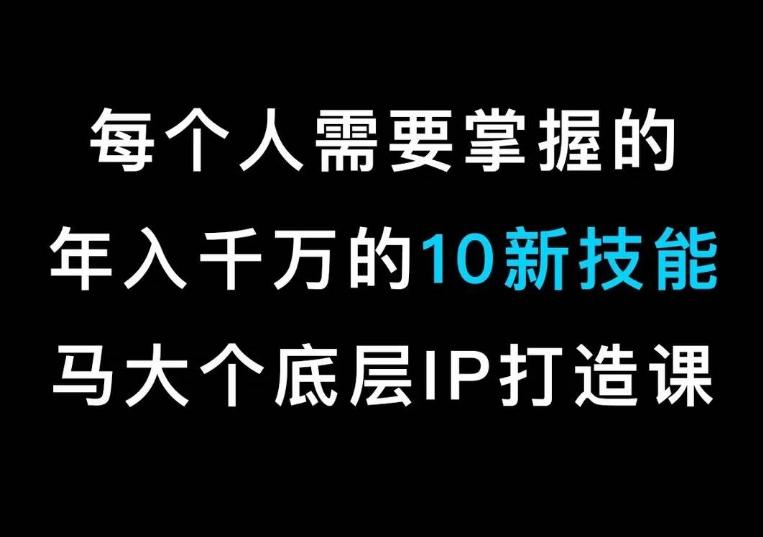 马大个的IP底层逻辑课，​每个人需要掌握的年入千万的10新技能，约会底层IP打造方法！-谷进海小站