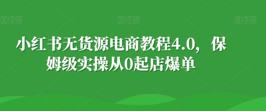 小红书无货源电商教程4.0，保姆级实操从0起店爆单【拆解】-谷进海小站