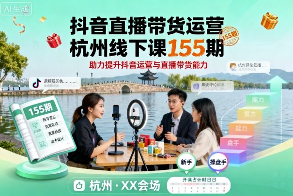 抖音直播带货运营杭州线下课155期，助力提升抖音运营与直播带货能力-谷进海小站