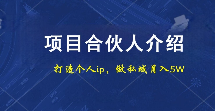 项目合伙人项目，打造个人IP，做私域月入5W，小白勿扰-谷进海小站