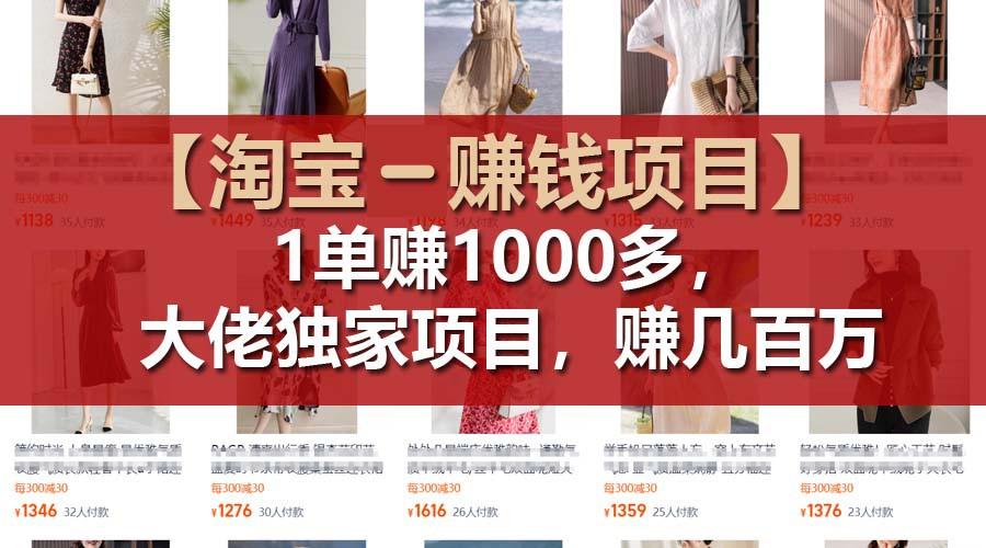 【淘宝赚钱项目】1单可赚1000多，大佬独家项目，年赚几百万-谷进海小站
