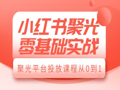 小红书聚光零基础实战，聚光平台投放课程从0到1-谷进海小站