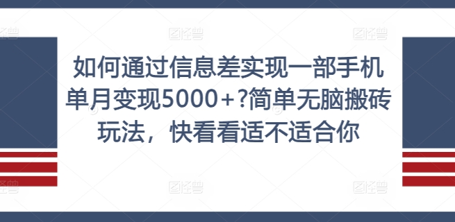 如何通过信息差实现一部手机单月变现5000+?简单无脑搬砖玩法，快看看适不适合你【揭秘】-谷进海小站