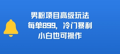 男粉项目高级玩法，每单899，冷门暴利，小白也可操作-谷进海小站