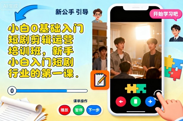 小白0基础入门短剧剪辑运营培训班，新手小白入门短剧行业的第一课-谷进海小站