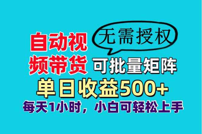 自动视频带货，可批量矩阵，单日收益500+、轻松实现睡后收益，小白可…-谷进海小站