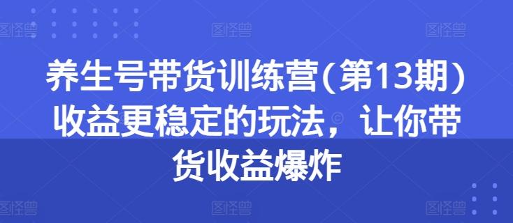 养生号带货训练营(第13期)收益更稳定的玩法，让你带货收益爆炸-谷进海小站