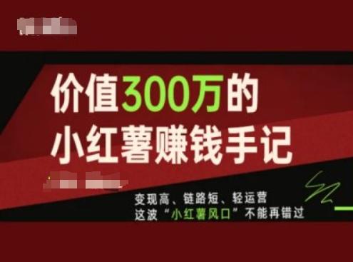 价值300万的小红书赚钱手记，变现高、链路短、轻运营，这波“小红薯风口”不能再错过-谷进海小站