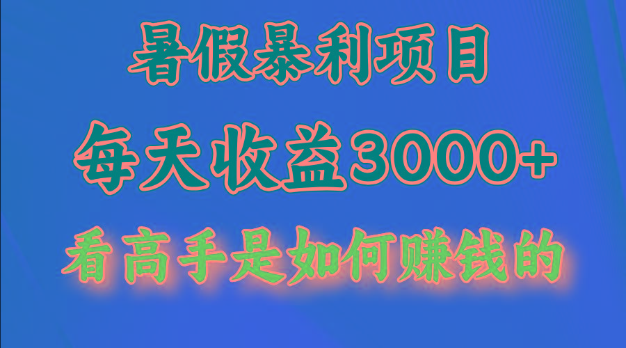 暑假暴力项目 1天收益3000+，视频号，快手，不露脸直播.次日结算-谷进海小站