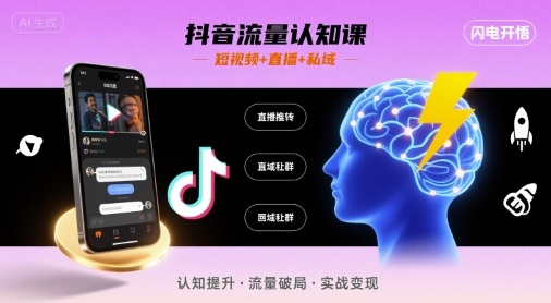 抖音流量认知课，短视频+直播+私域，认知提升，闪电开悟-谷进海小站
